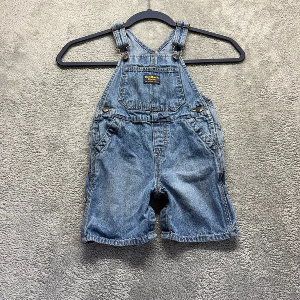 VIntage OshKosh B'gosh Shortalls Boys 24 Months Blue Vestbak Overalls Denim 90s